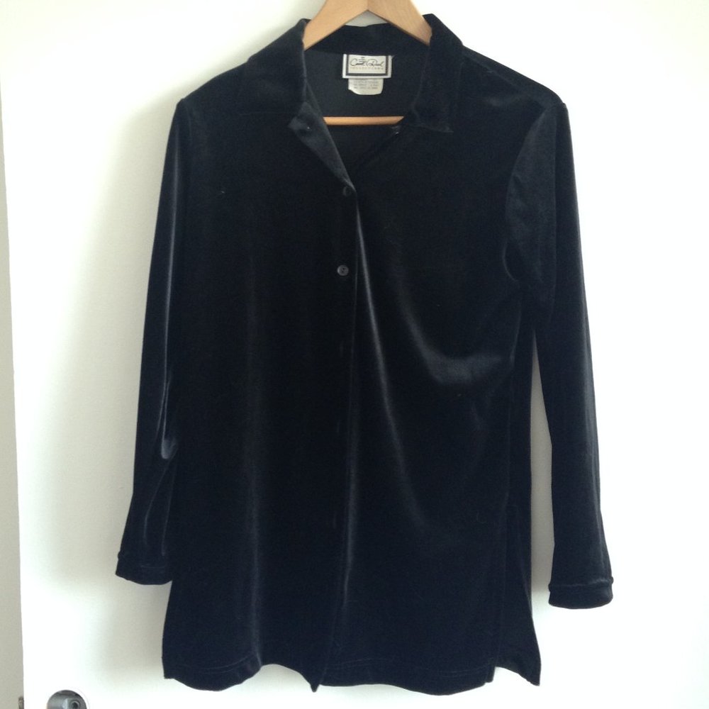 Carroll Reed - Black Velvet Cardigan - Picture 7 of 9
